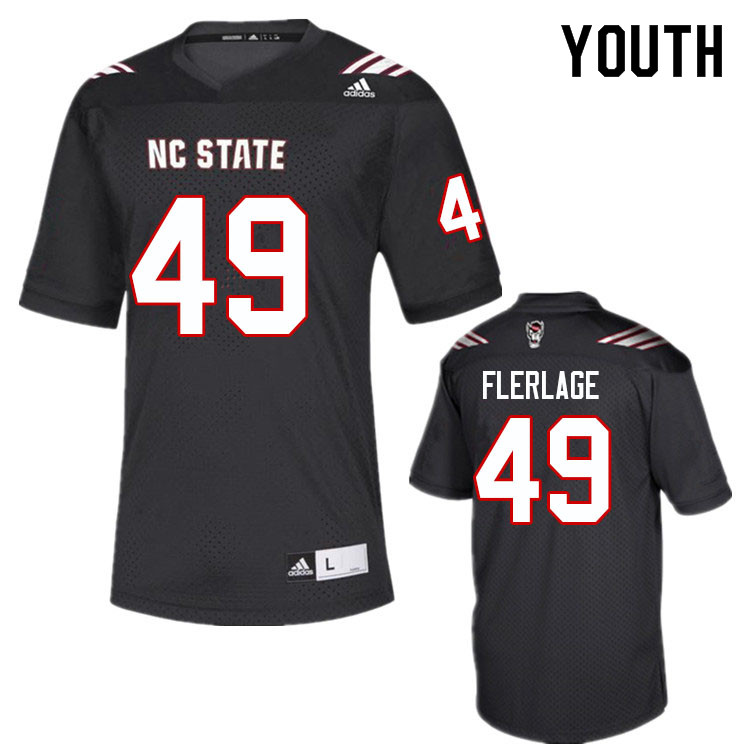 Youth #49 Bernard Flerlage NC State Wolfpack College Football Jerseys Sale-Black